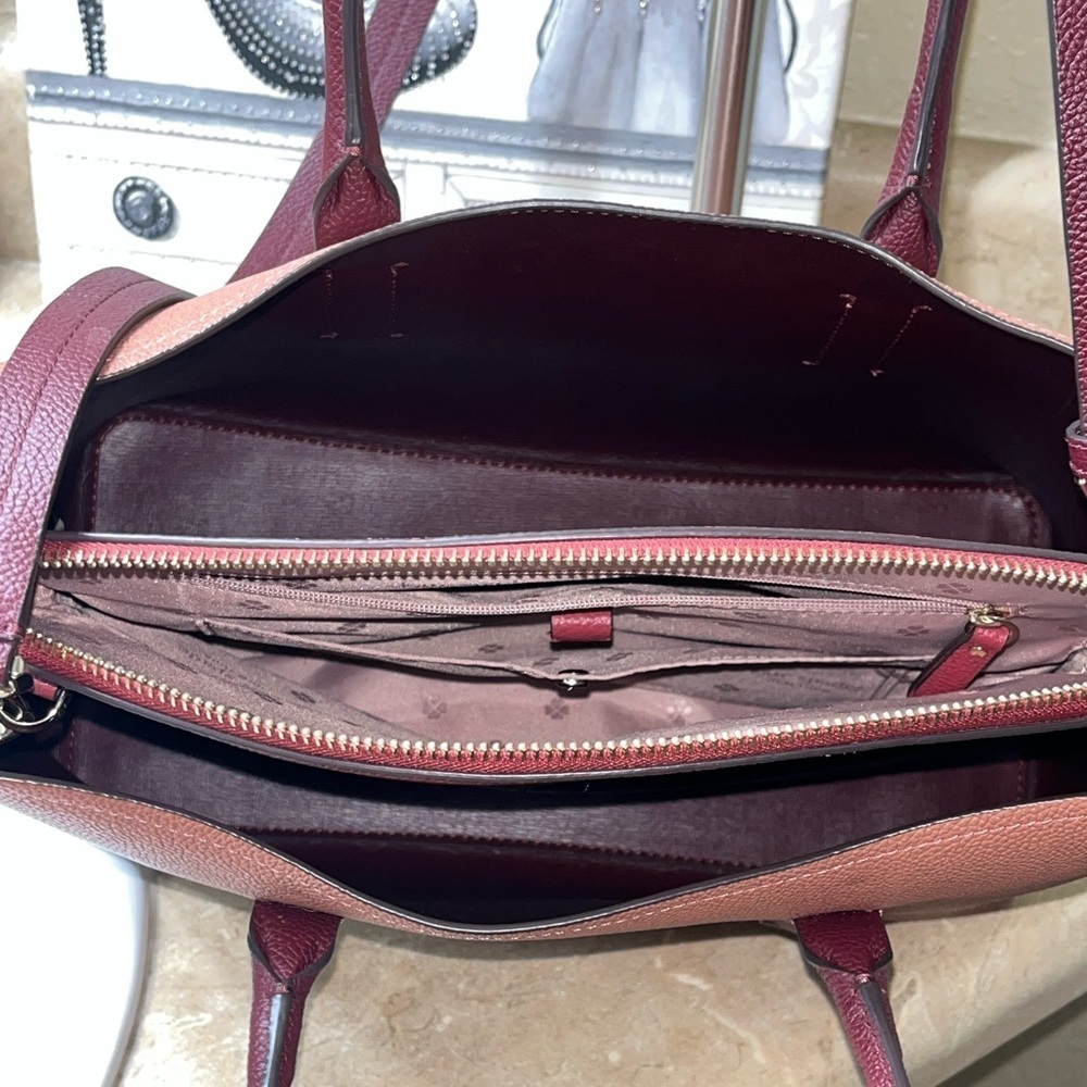 Kate Spade Margaux Large Satchel Tinted Rose Multicolor Pebbled Leather Bag - Picture 6 of 10